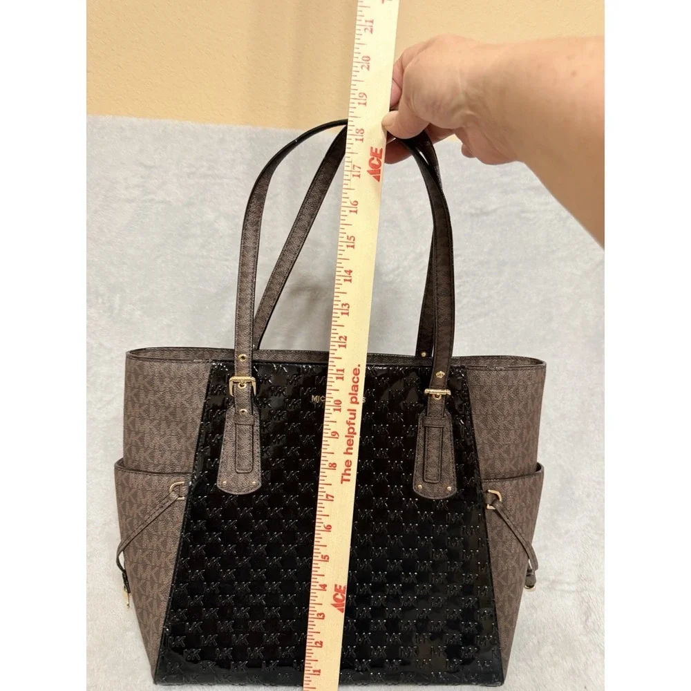 Michael Kors Voyager East West Tote Black Brown Purse Shoulder Bag NEW $258